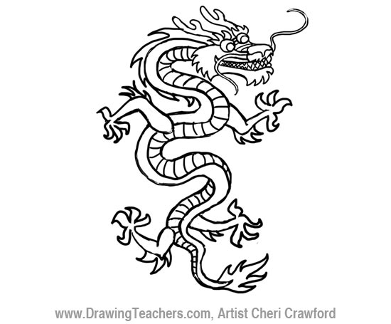 ancient chinese dragon drawing