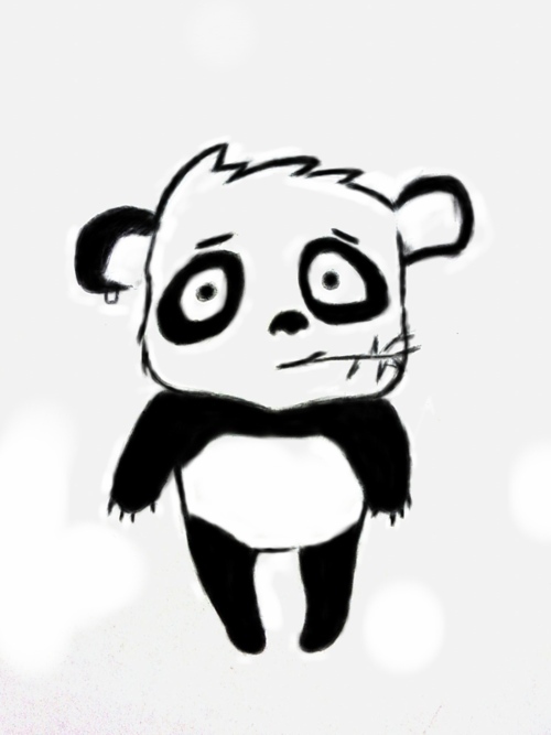 panda black and white drawing