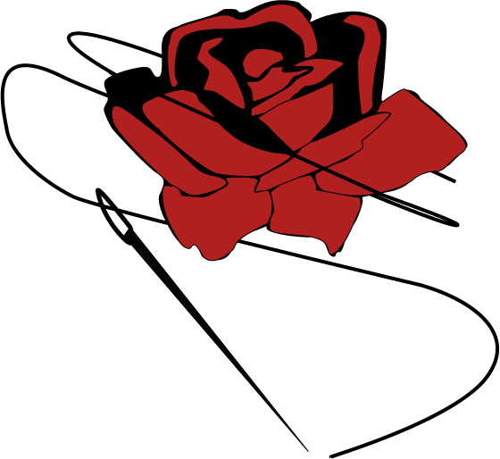 Red Rose Stitched with Needle - Symbol of Love and Craft