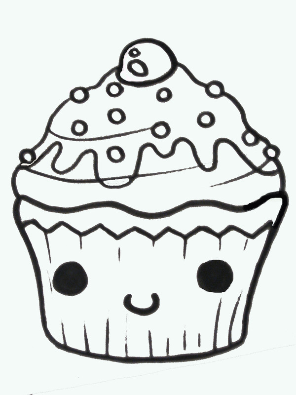 how to draw a cute cupcake with a face