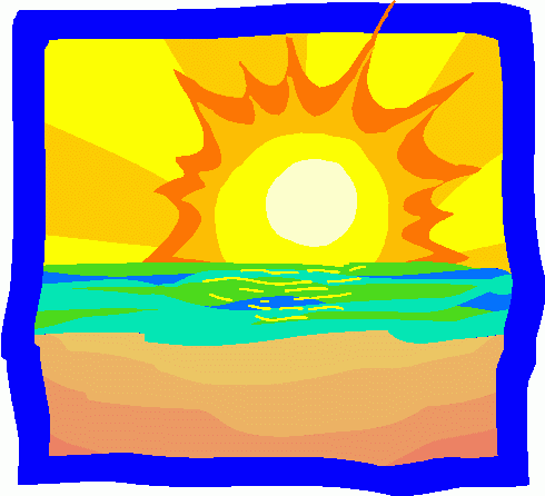 Sunset Over the Ocean - Colorful Beach Scene Illustration