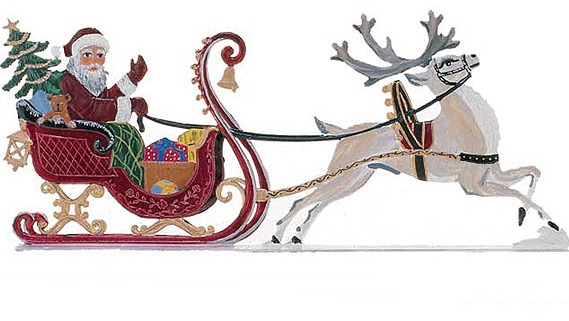 Santa’s Sleigh and Reindeer - Classic Holiday Illustration
