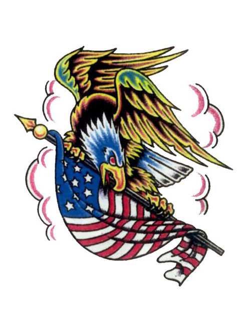 american eagle with flag tattoo design - Clip Art Library