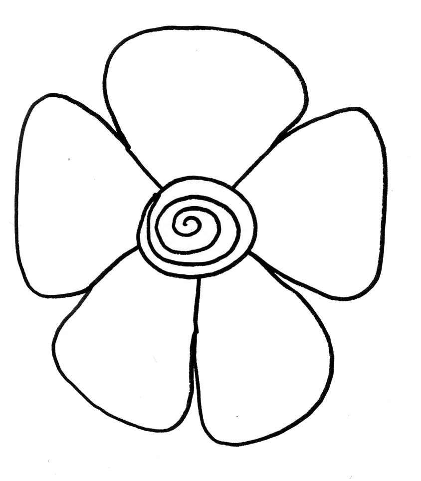 Easy flower coloring pages, wildflowers flower drawing for kids, antistress  coloring book, hand-drawn spring natural elements. 17797100 Vector Art at  Vecteezy