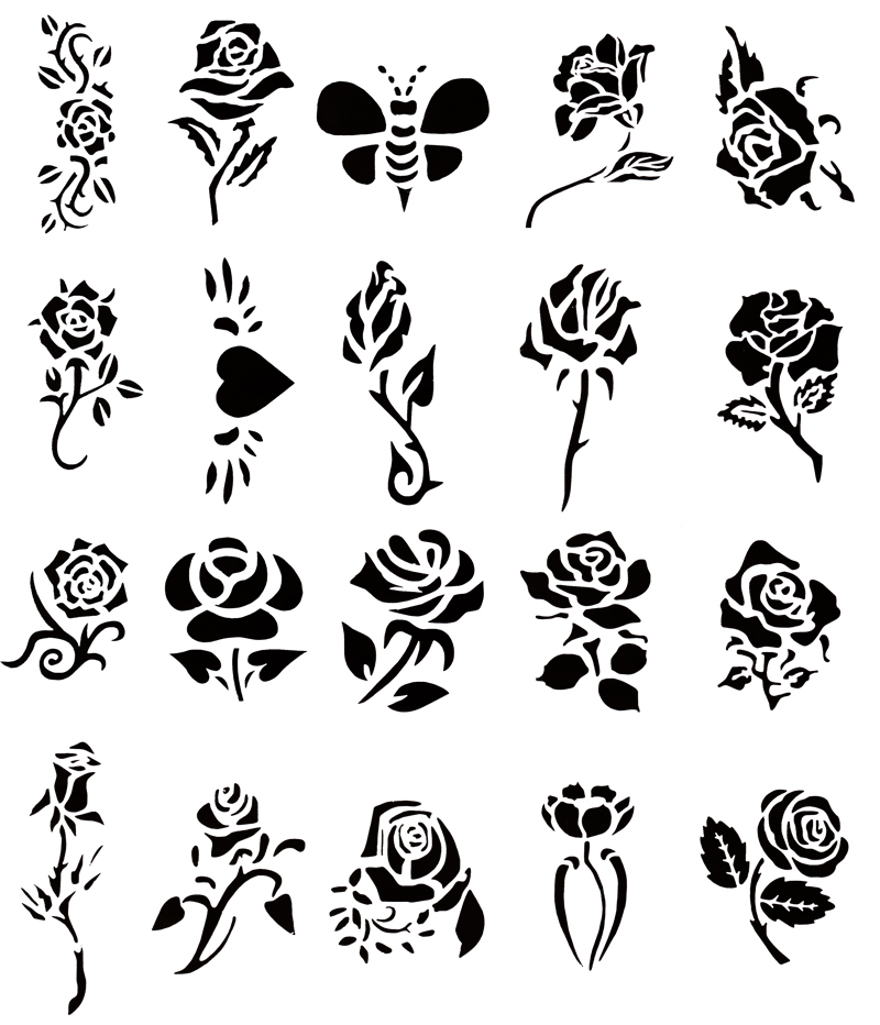 small rose stencil tattoo designs Clip Art Library