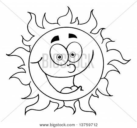 Black White Happy Sun Mascot Cartoon Character Image - cg1p3759712c