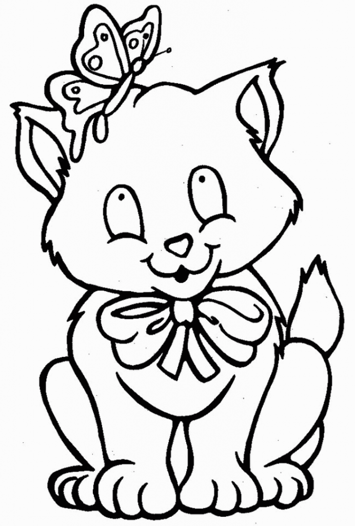 Funny and smile cat and butterfly coloring pages | Easy Coloring 