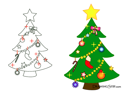 Christmas Tree Decorations Set Handdrawn Style Template Stock Vector -  Illustration of label, drawn: 46041168