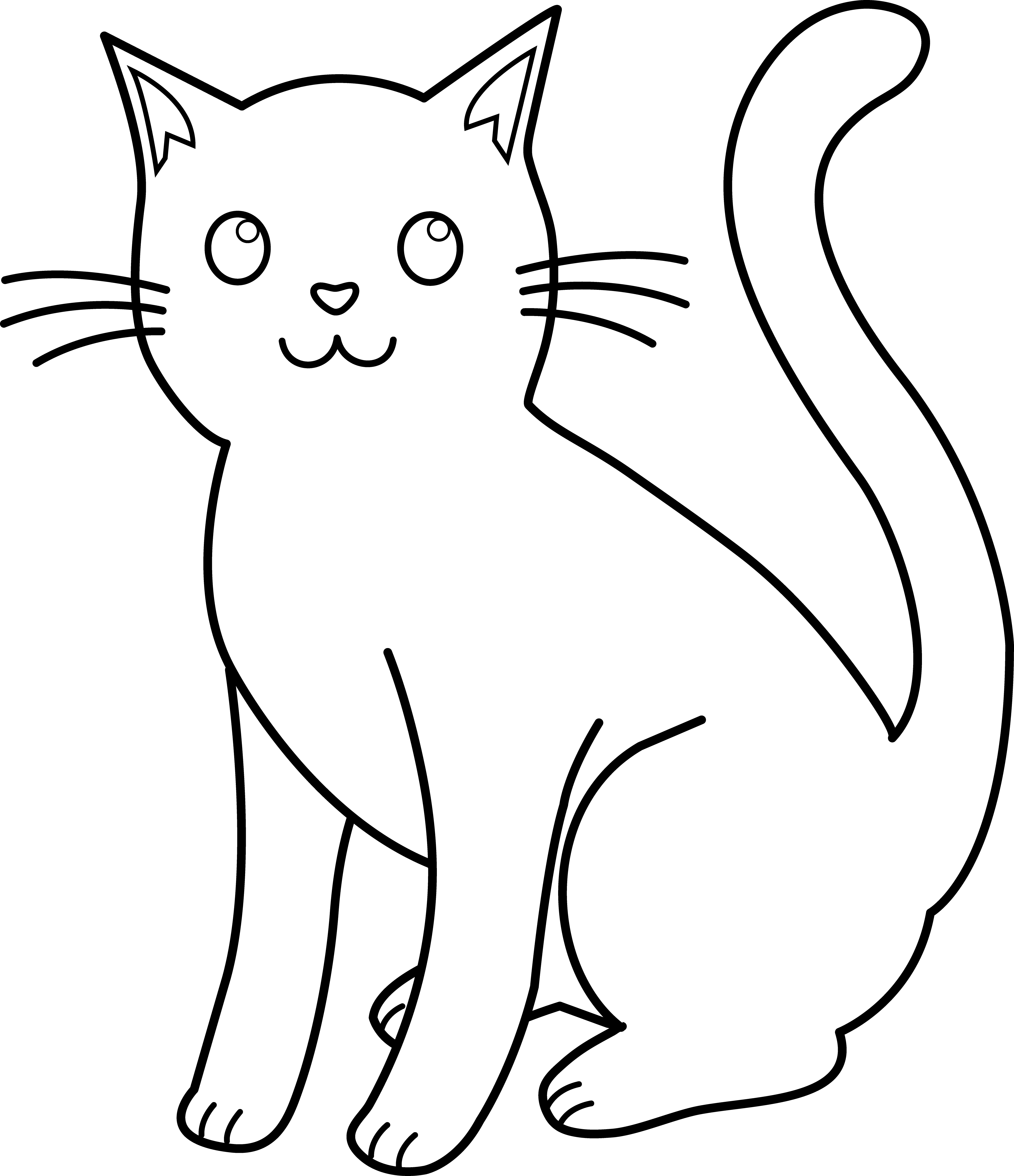 Cat silhouette line drawing illustration 8 - Stock Illustration [87693916]  - PIXTA