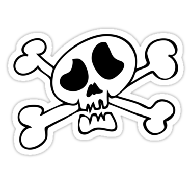 White skull and crossbones symbol on black background, indicating danger or poison.