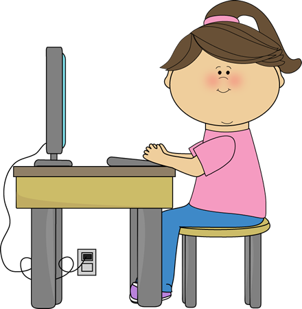 kid on computer cartoon