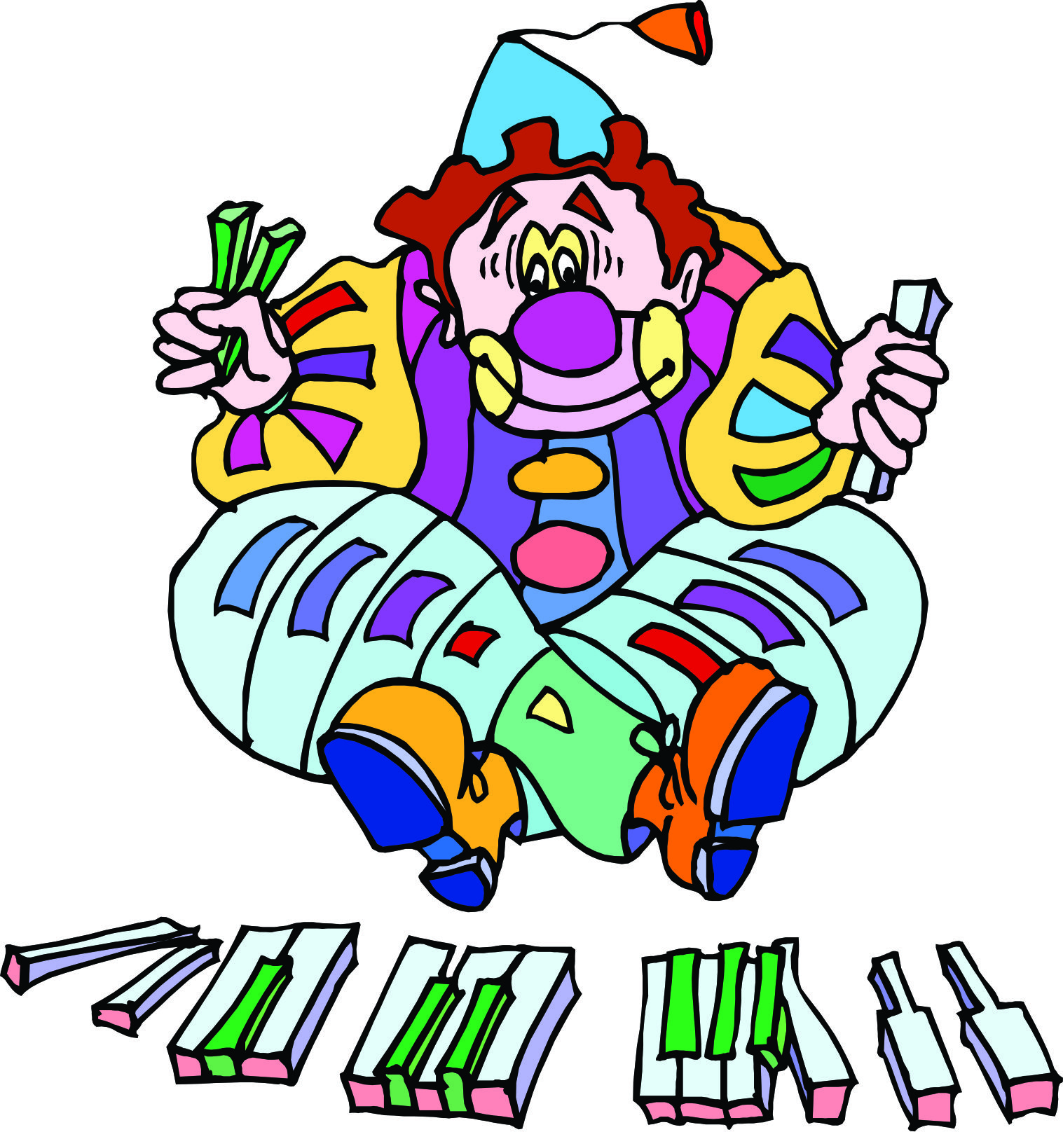 Happy Clown with Piano Keys - Fun Illustration for Kids’ Entertainment