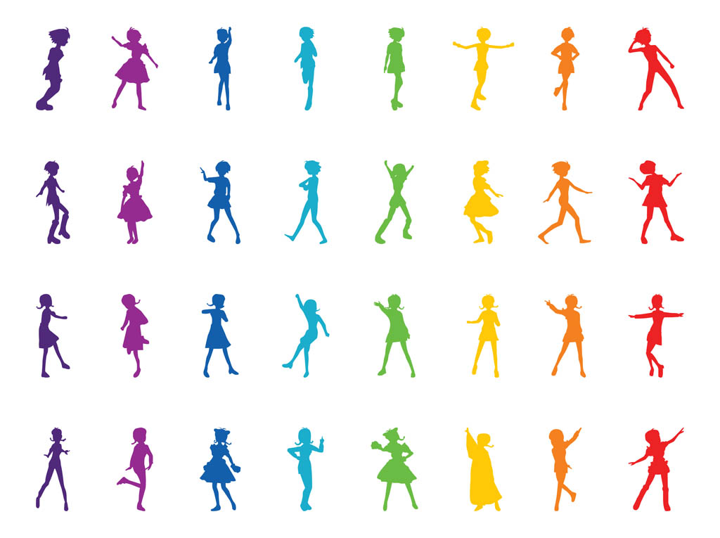 Colorful Girl Silhouettes