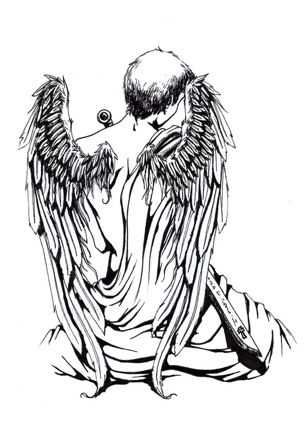 sitting angel drawing