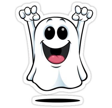 Cartoon Ghost - Happy Stickers by DesignWolf | Redbubble