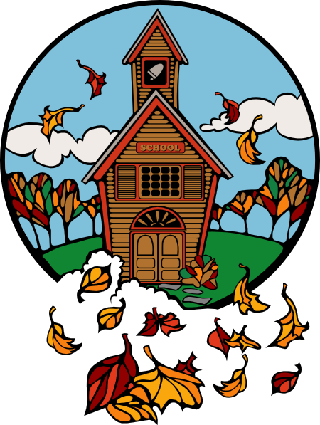 Autumn Schoolhouse Illustration - Back to School Seasonal Art