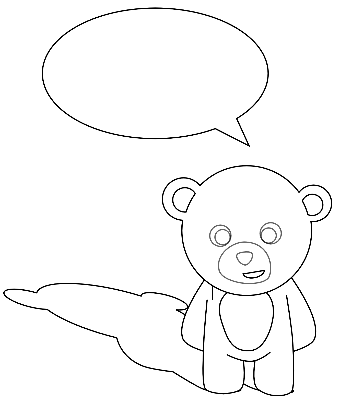 Cute Teddy Bear Black White Line Art Scalable Vector Graphics SVG 