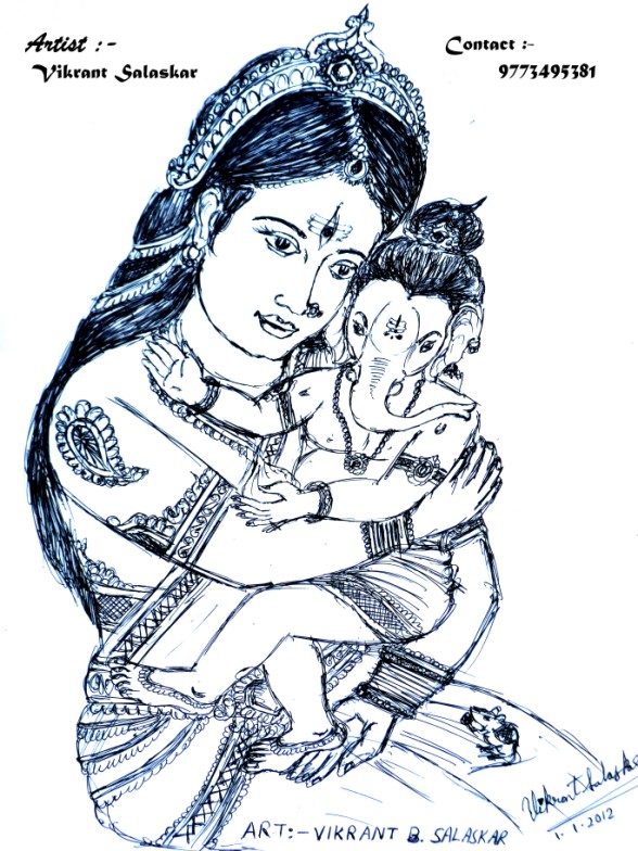 Simple Digital Drawing Bal Ganesha Stock Illustration 1846933036 |  Shutterstock