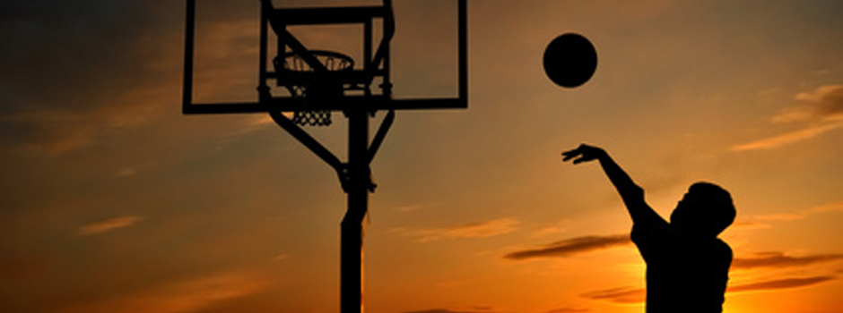 Basketball Shot at Sunset - Outdoor Hoop Silhouette Photo