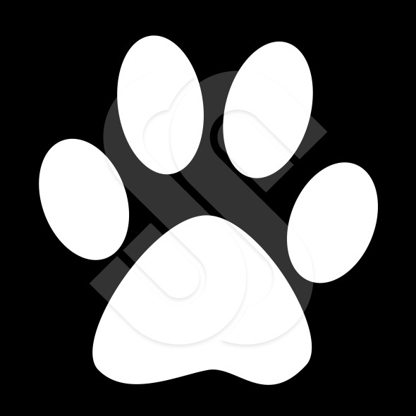 Cat Paw Print (White Silhouette on Black Version) | ShazamImages