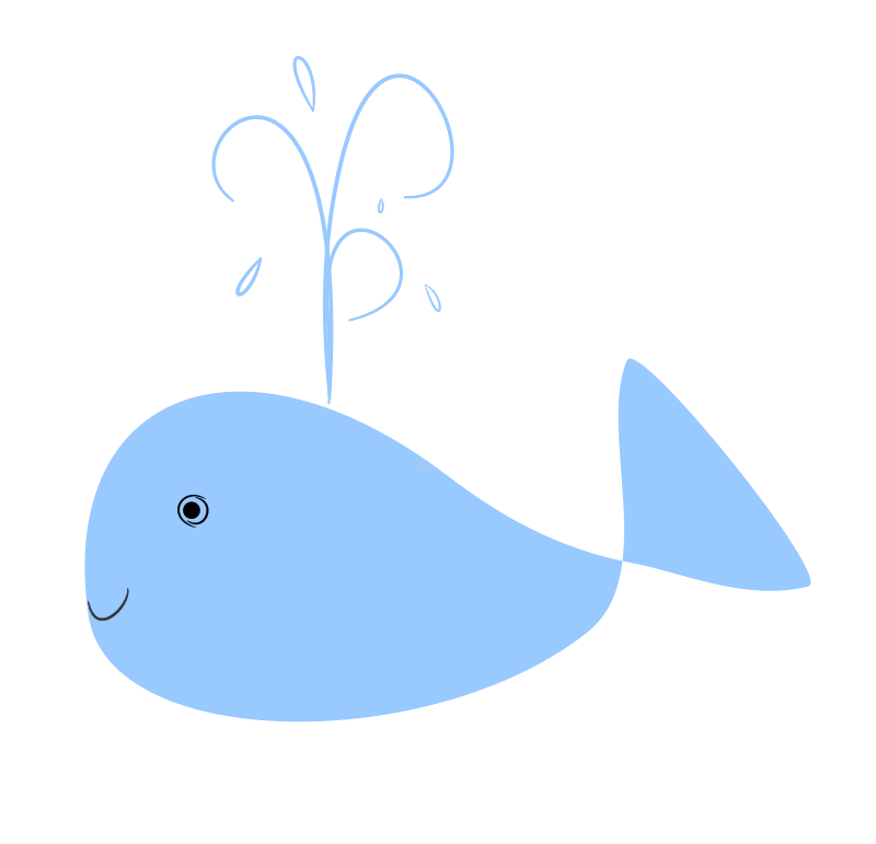 Free Cute Blue Whale Spouting Water Clip Art