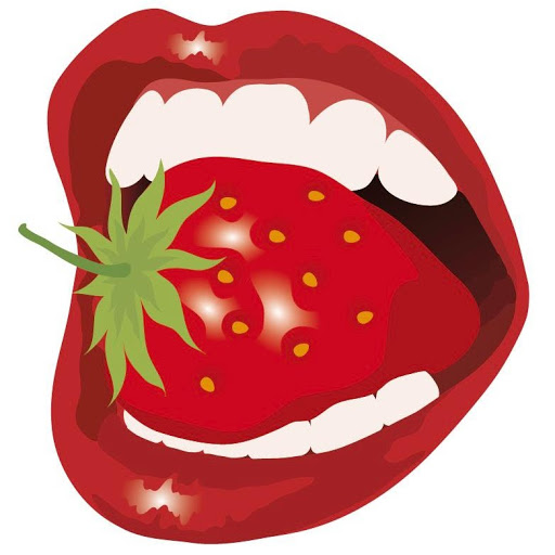 Strawberry Bite Illustration - Sweet Fruit Eating Concept