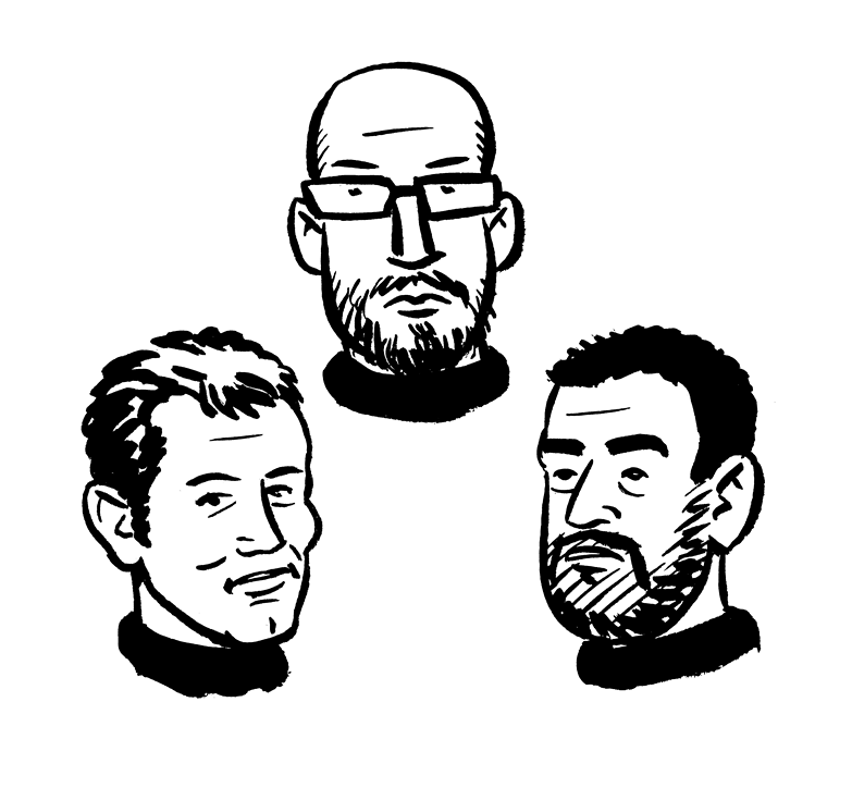 3 men talking drawing - Clip Art Library