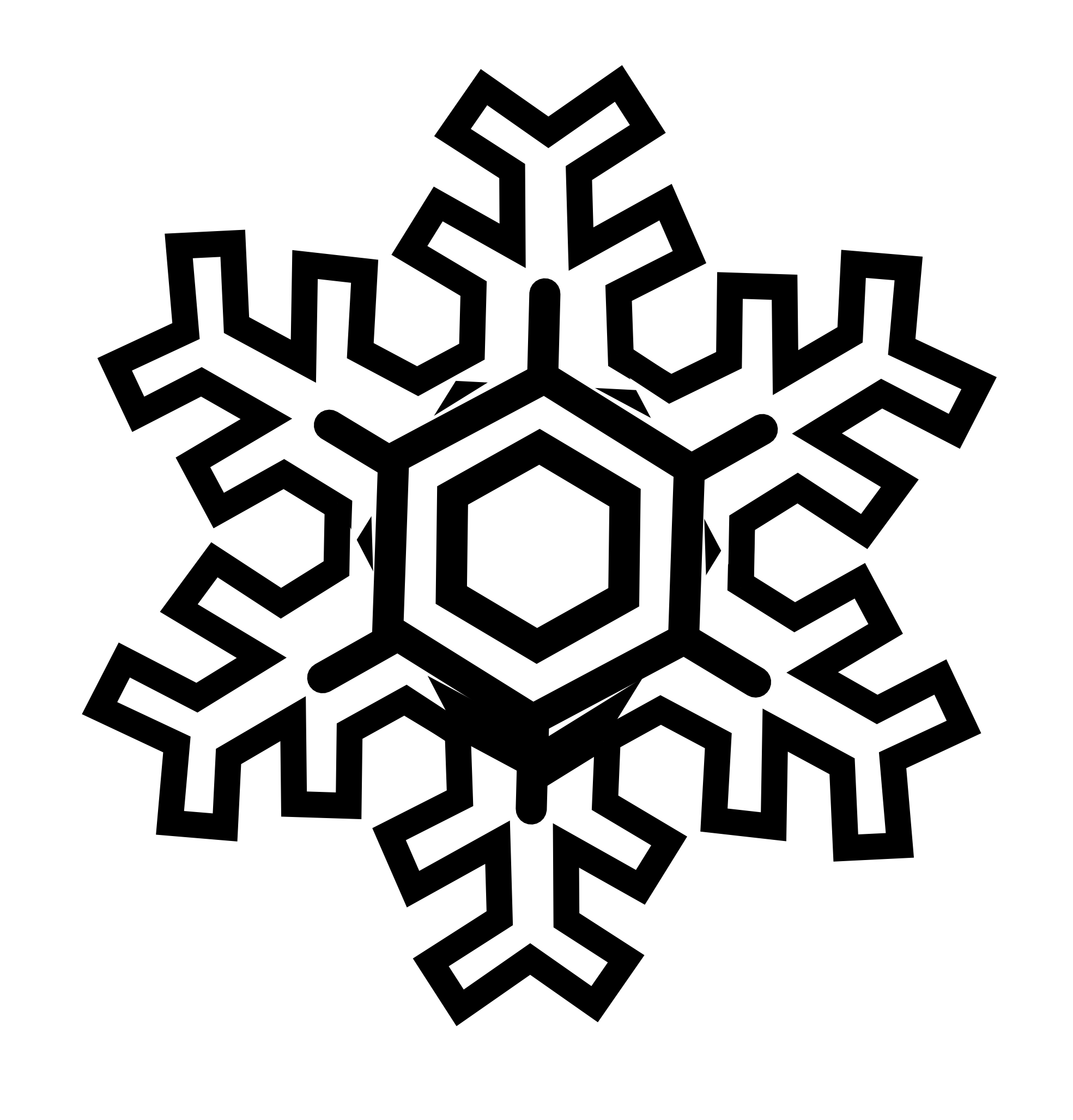 Snowflake Stylized Black White Line Art Christmas Xmas Holiday 