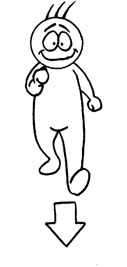 Friendly Stick Figure Walking Downward - Visual Guide for Direction or Progress
