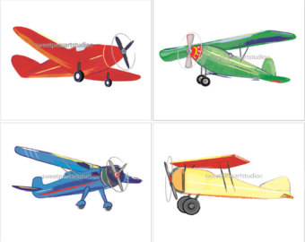 Vintage Cartoon Airplanes Collection - Free Illustration Set