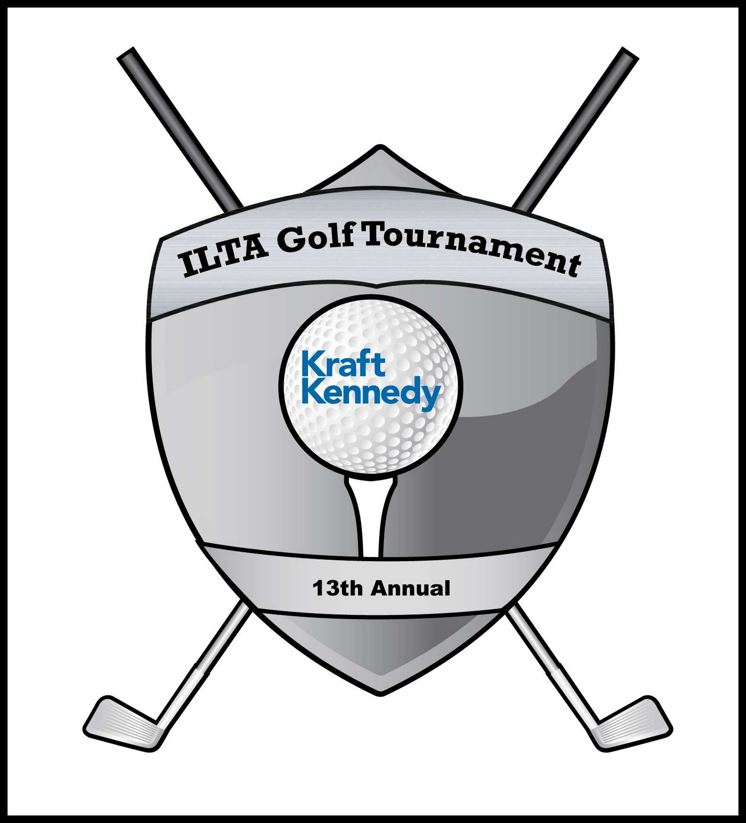 ILTA Golf Tournament 13th Annual logo featuring a shield, crossed clubs, and a golf ball with Kraft Kennedy branding.