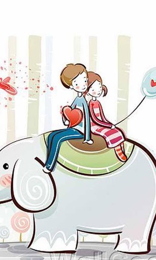 Love Couple Cartoon LWP for Android