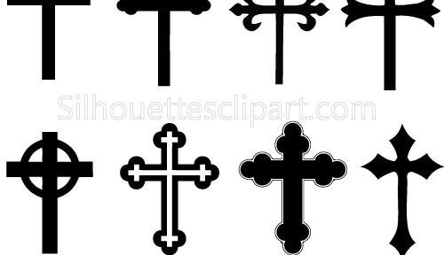 Ornate Cross Shape Silhouette Vector - Silhouette Clip Art