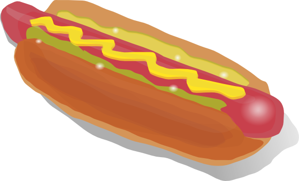 Classic hot dog in a bun with mustard, ketchup, and relish on a white background.