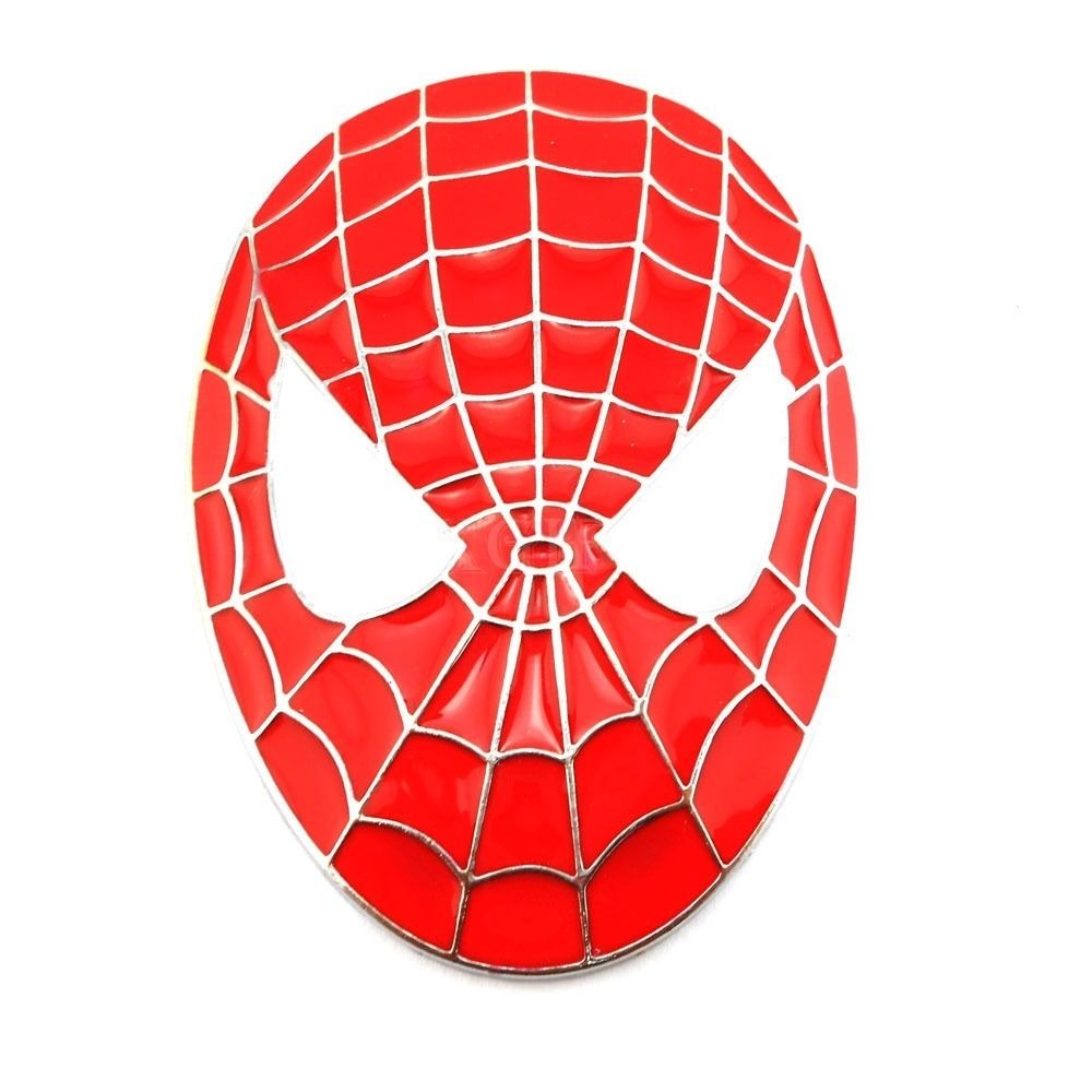 New Red Metal 3D Spider Man Face Mask Badge Emblem Decal Car 