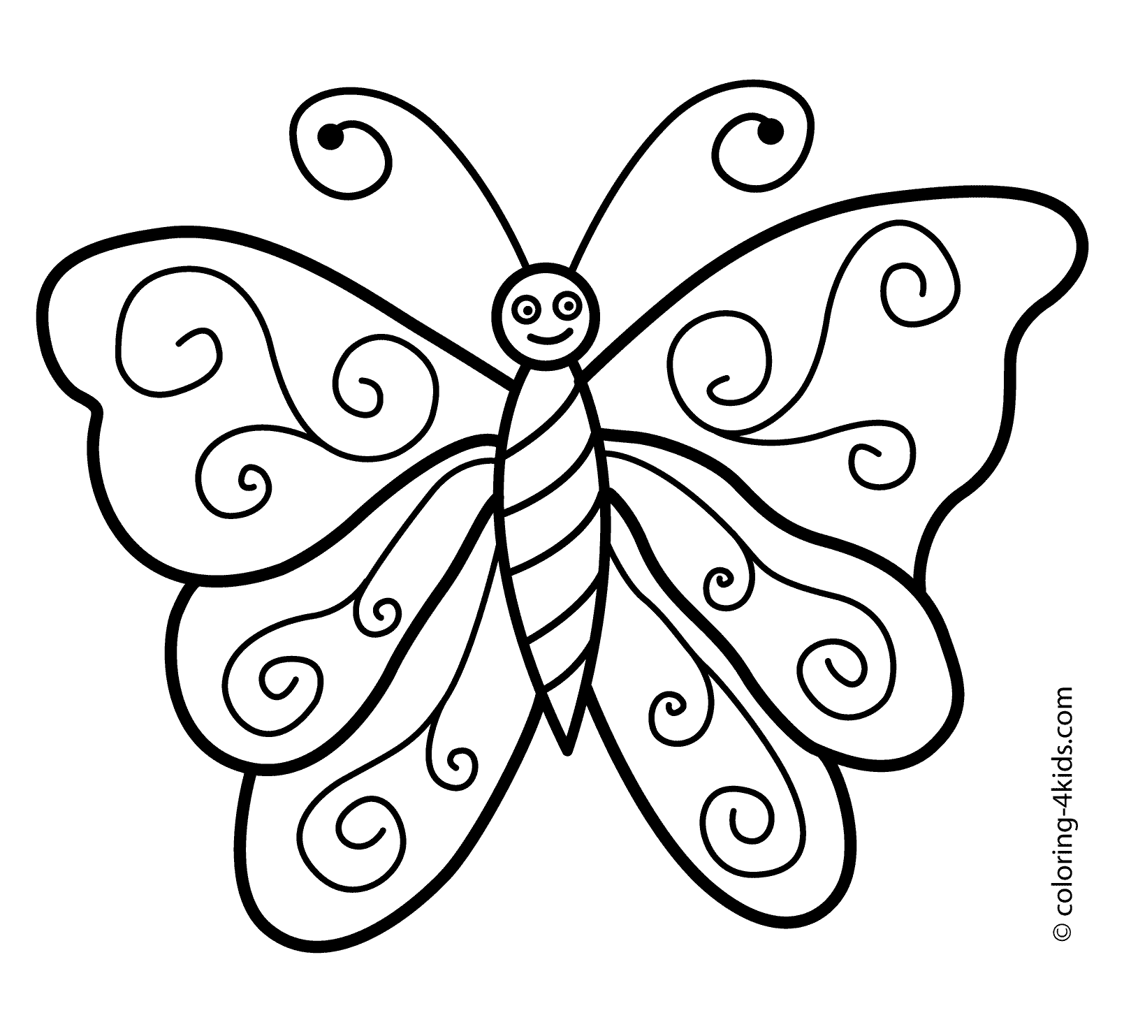 Easy To Draw Butterfly Coloring Page Coloring Pages Butterfly Template ...