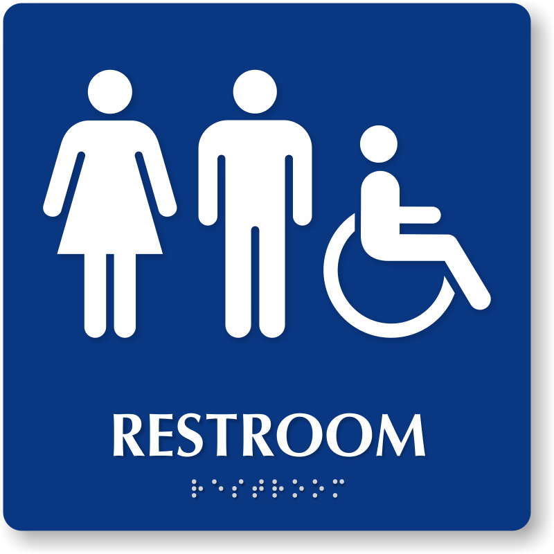 Braille Restroom Sign With Male, Female, Accessible Pictogram, SKU 