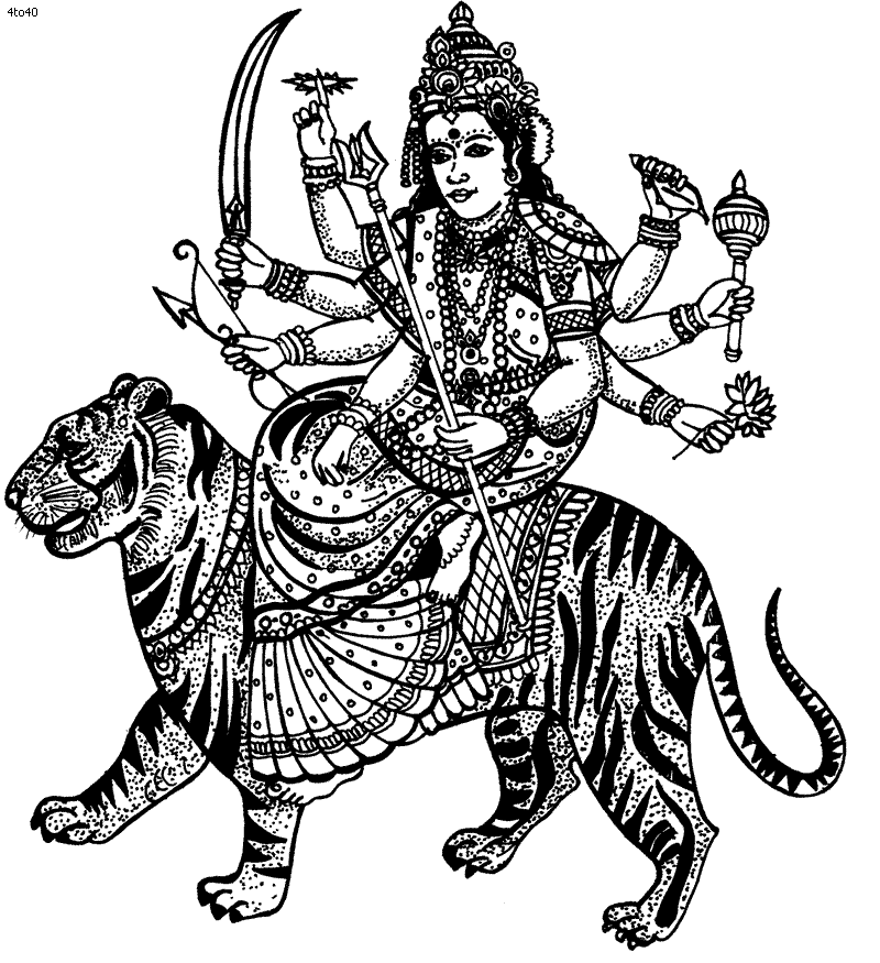 Durga Mata Black And White Clip Art Library