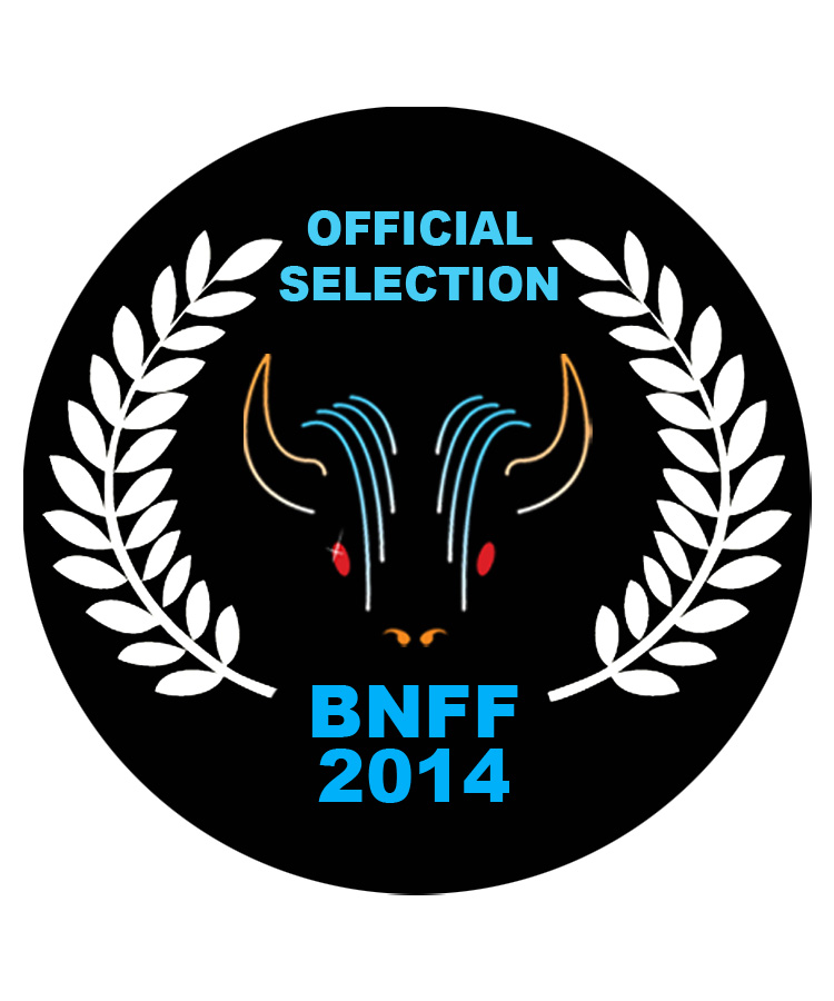 Official Selection badge for BNFF 2014 featuring a stylized bull head with laurel wreath on black background.