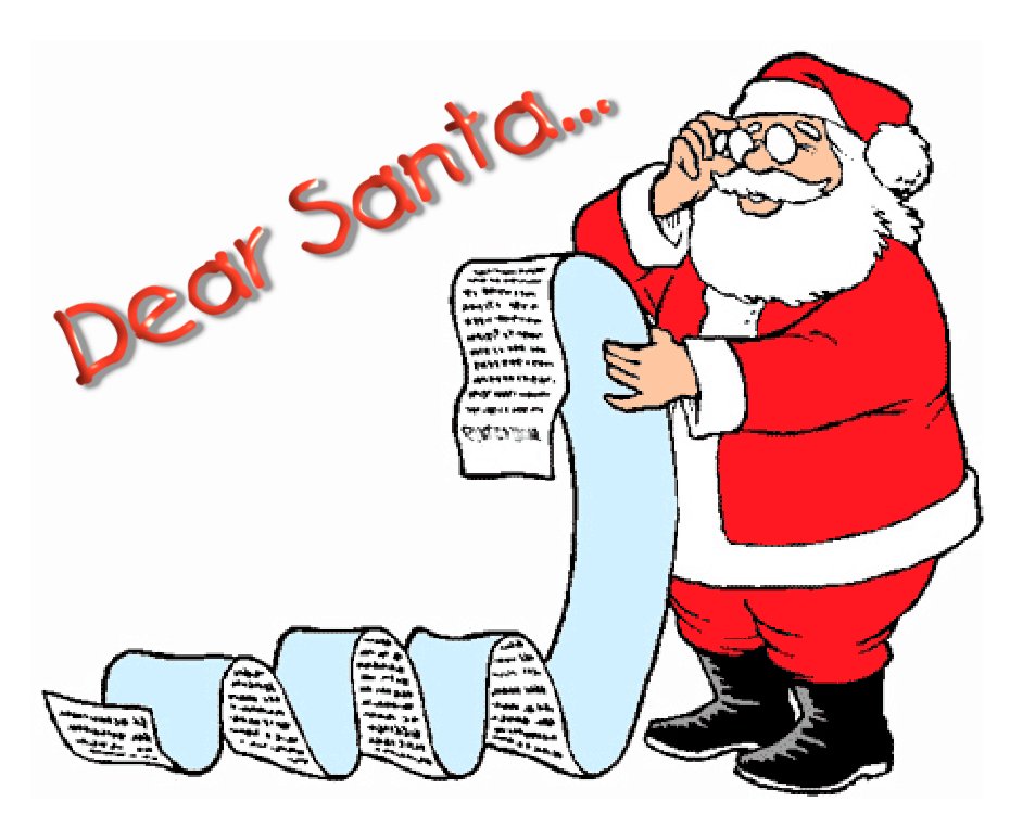 Santa Reading a Long Christmas Wish List - Festive Holiday Illustration