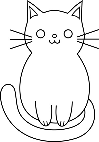 Cute Cat Line Art - Free Clip Art