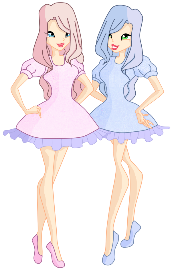 Winx Club Characters Bloom and Stella in Pastel Outfits | Official Art