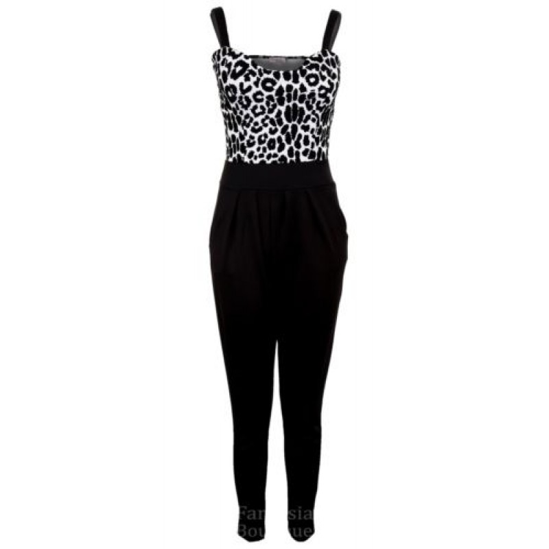 Leopard Print Jumpsuit - Stylish Sleeveless Bodysuit with Pleated Waist