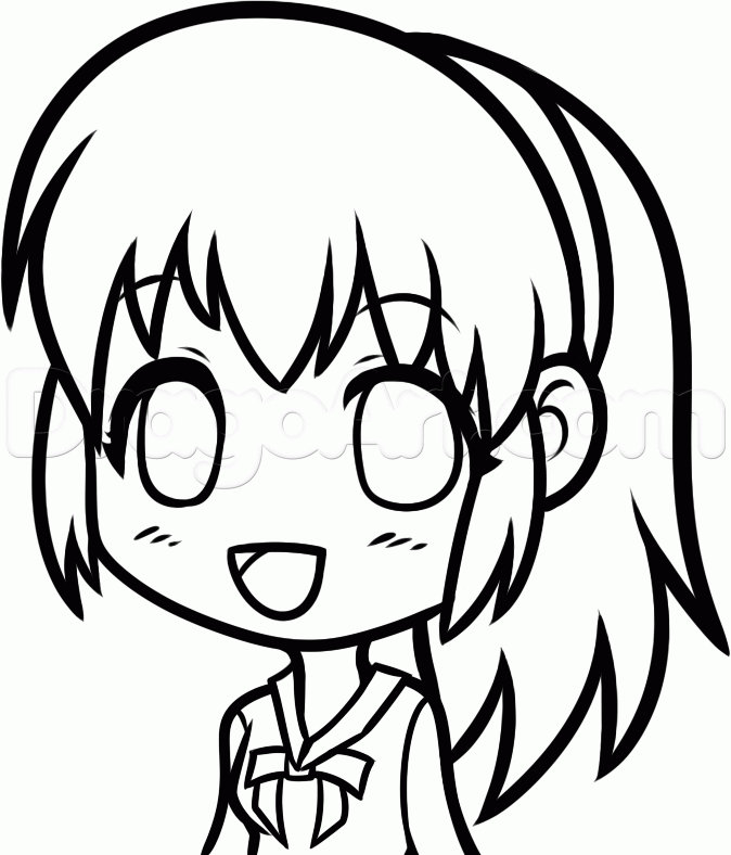 Anime Chibi Girl Coloring Page  Easy Drawing Guides