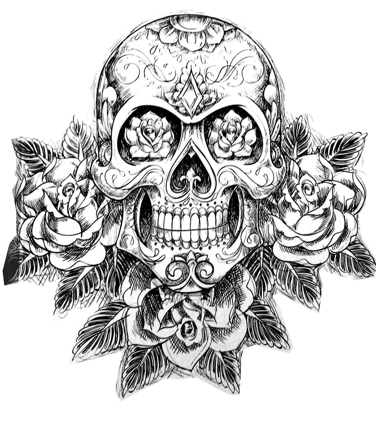 American Hippie Art Color it Yourself ~ Sugar Skull - Tattoos Idea