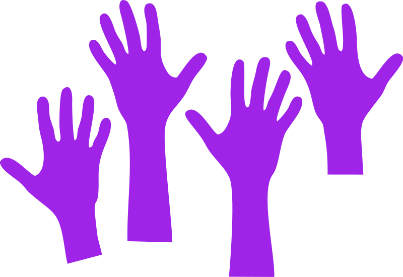 Purple Raised Hands Icon - Volunteer, Support, and Engagement Symbol