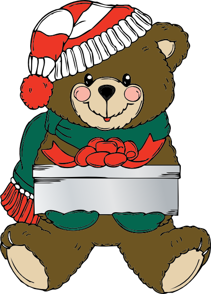 Christmas Bear Wih Present clip art Free Vector 