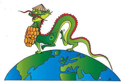 Green Dragon on Earth - Symbol of Harmony and Abundance
