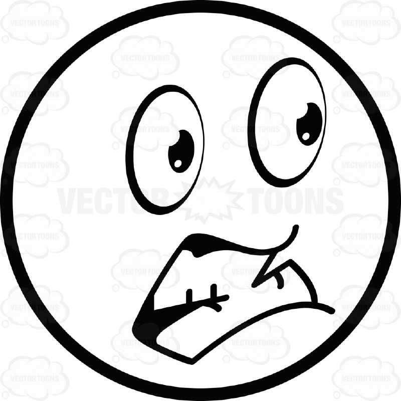 scared face clip art black and white