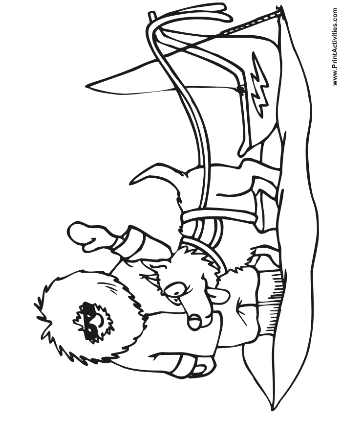 Dog Sled Coloring Page | Dog Sled With One Dog